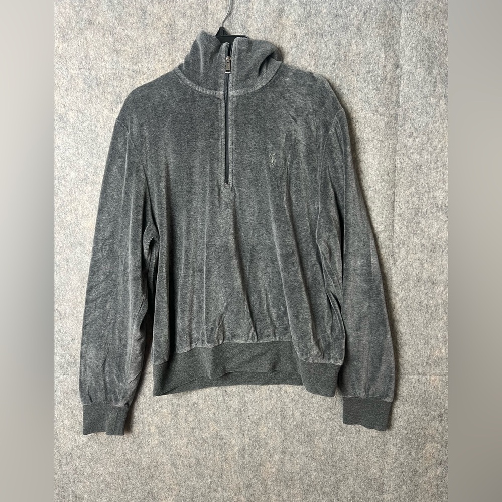 Polo Ralph Lauren Woman‎ Size Medium Gray velour quarter-zip pullover